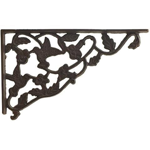 FLAG EMOTES Shelf Bracket Hummingbird & Vine Cast Iron Wall Brace 11.75" Deep Heavy Duty Cover
