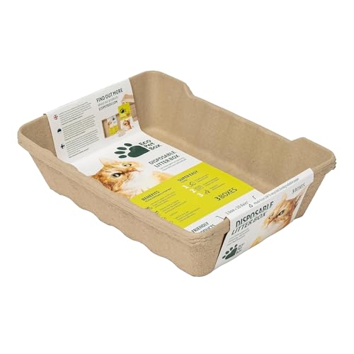 EcopetBox Katzentoilette XXL hoher Rand 3er Set – Biologisch abbaubare Katzenklo aus recyceltem Papier, Einweg & geruchlos, auslaufsicher, hygienisch, für große Katzen, Reise, ältere & kranke Katzen
