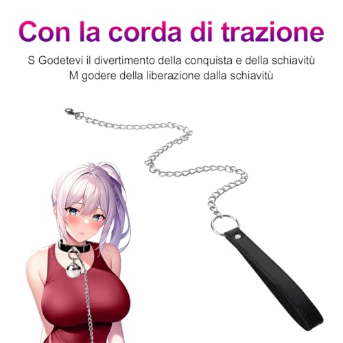 QUEEN'S STORY BDSM Fesselhalsband Bondage-Lederhalsband Flirten, Leine, Sklave,Choker Collar Fetischhalsband schwarzer Kettenset PU-Leder Verstellbare Halsfessel, Halsbänder Sexspielzeug für Frauen