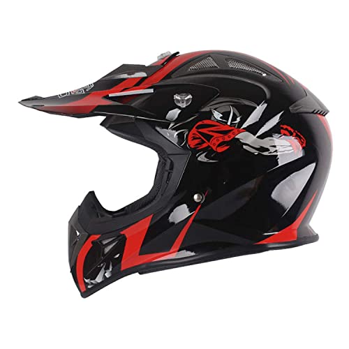 GHHTHEN Casco Integral de Motocross para Adultos y niños, Casco de protección para Motocicleta, Aprobado por Dot/ECE, Casco de Motocross para niños, Quad, ATV, Karting, Casco A, XL