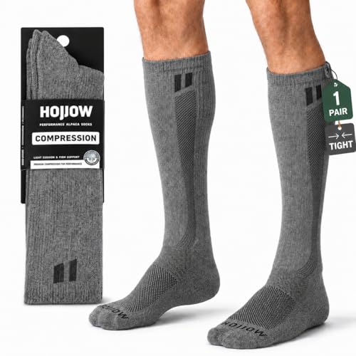 HOLLOW Alpaca Compression Socks for Women & Men &ndash; Standard Fit, 15-20 mmHg &ndash; Circulation...