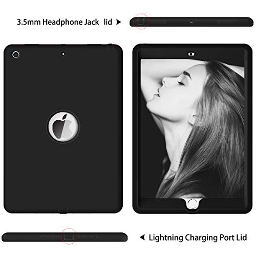 Hocase Ipad 9Th Generation Case, Ipad 10.2 2021 Case, Heavy Duty Shockproof Soft Silicone Rubber Bumper+Hard Plastic Hybrid Protective Case For Ipad 9Th/8Th/7Th Generation 10.2 - Black #TOP6