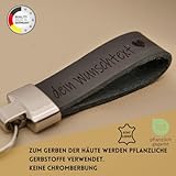 AnnaMatoni Schlüsselanhänger hochwertiges echt Leder mit Wunschgravur, individuelle Gravur - personalisiert Schlüsselbund - Geschenk für Männer Frauen - 100% Handmade in Germany (Schwarz 790)