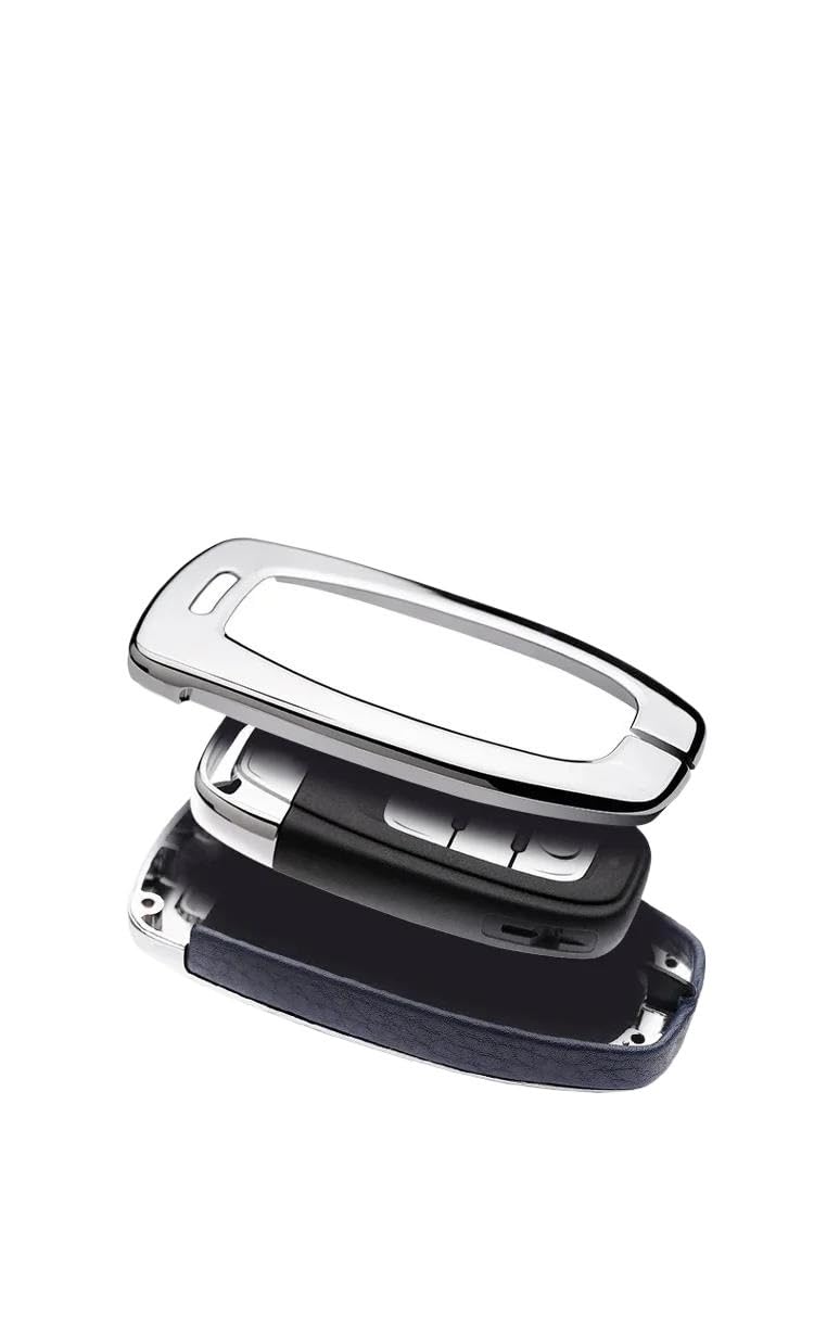 HIBEYO For Audi Key Fob Cover Case Compatible With Audi R8 Q5 Q7 S3 S4 S5 S6 S7 S8 SQ5 RS5 RS7 A4 A5 A6 A7 A8 Keyless Entry Metal Leather Full