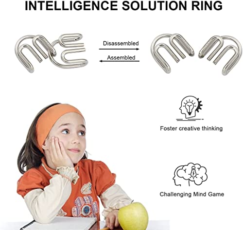 Mumoo Bear 16 Pieces IQ Test Mind Game Toys IQ Toys Brain Teaser Metal Wire Puzzles Magic Trick Toy Metal IQ Puzzle for Kids and Adults