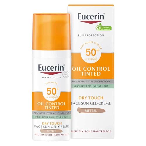 Gel-crème Eucerin Oil Control LSF 50+ protection solaire teintée pour le sport et la ville
