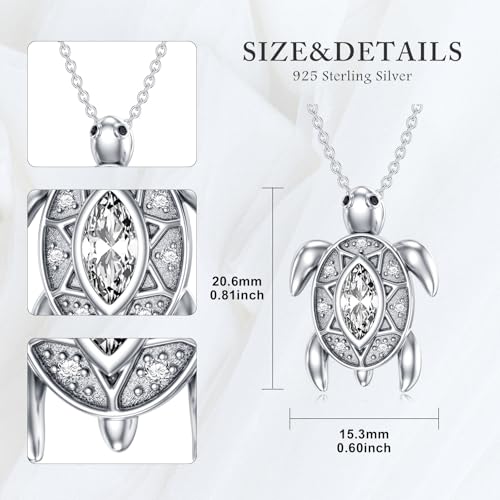 Moissanite Turtle Necklace 925 Sterling Silver Turtle Pendant with Lab Grown Diamond Turtle Jewelry for Women4
