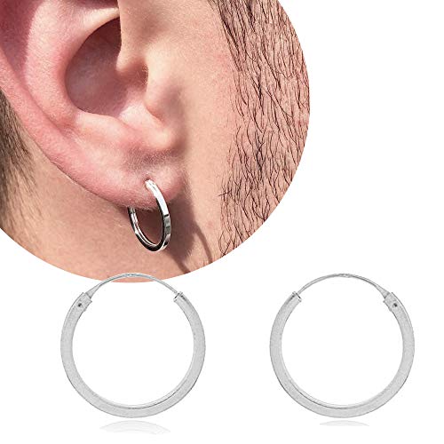 Brinco Masculino Argola Lisa de Prata Pura 925