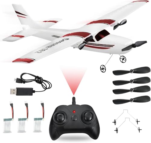 MATHSLICE RC Airplane,RC Plane, 2.4GHz 2 Channels RTF RC Aircraft with 3-Axis Gyro for Beginner Easy to Speedy Fly Glider Toys with 2 Extra Batteries [ 3 Batteries ]