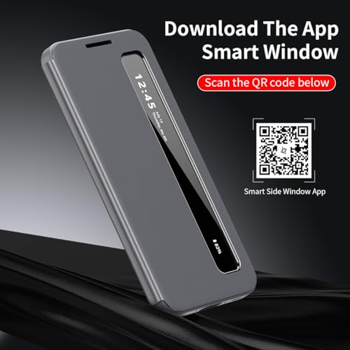 Coque Galaxy A56 rabat miroir mince étui protection intégrale gris - 2