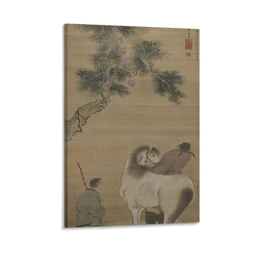 Cheval blanc et maries de Yosa Buson : creez un coin zen avec ce poster de decoration chambre
