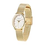 VICTORIA HYDE Orologio da polso vintage da donna, analogico, ovale, con cinturino in acciaio milanese, chiaro oro