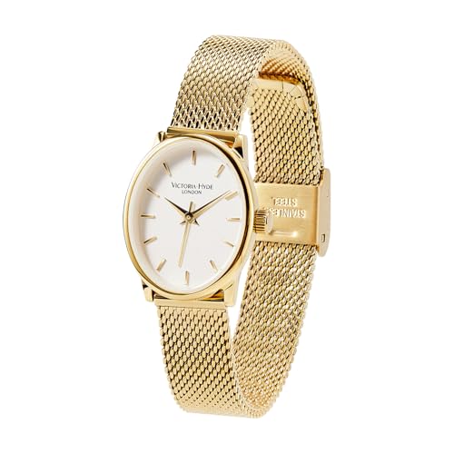 VICTORIA HYDE Vintage Damen Uhr Armbanduhr Analog Damen in Oval mit Milanese Steel Band