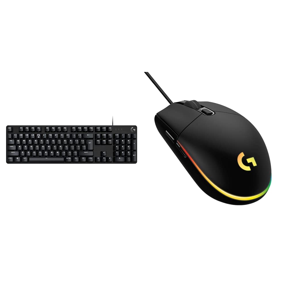 Logitech G413 SE Tastiera Meccanica Gaming Full Size - Tastiera Retroilluminata con Switch Meccanici Tattili, Nero & 03 LIGHTSYNC Mouse Gaming con Illuminazione RGB, Nero