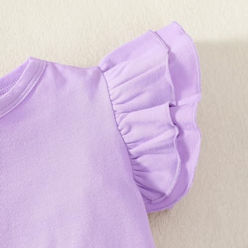 Image of LYSMuch Toddler Baby Girls T Shirt Ruffle Sleeveless Kids Cotton Tshirt Solid Color Blouse