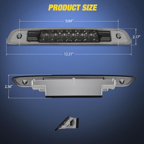Image of Nilight Third Brake Light Tail High Mount 3rd Stop Lights Smoked Lens Compatible with Toyota Highlander 2001 2002 2003 Van SUV Rear Center Cab Lamp