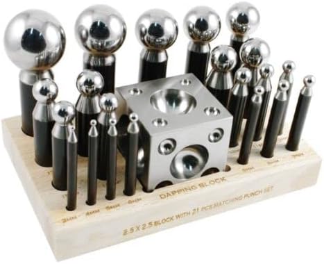 JTS Dapping Set Punches & Block Steel Forming 21pc Large Size 43mm-3mm Metal Work