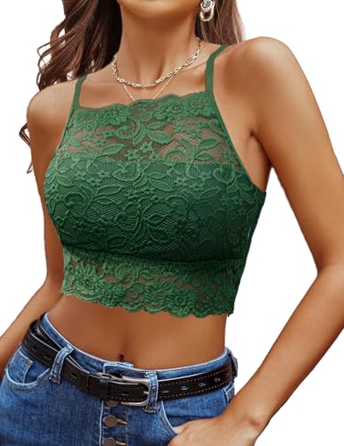 Image of Avidlove Lace Bralette for Women High Neck Camisoles Racerback Double-Layered Crop Top