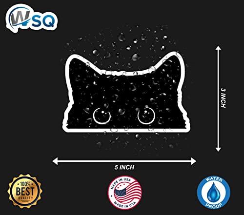 Wsq 2-Pack Cute Black Cat Vinyl Decal Sticker Premium Quality Vinyl Black For Car Bumper Truck Van Suv Window Wall Boat Cup Tumblers Laptop Or Any Smooth Surface | Size 5 Inches #TOP3