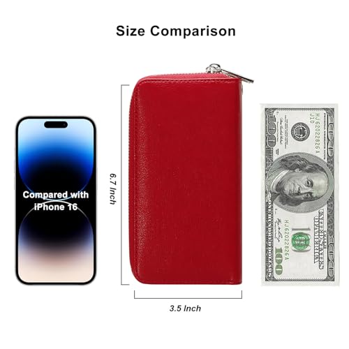 Image of Cellphone Wallet for Women Dual Zipper Long Purse with Removable Wristlet