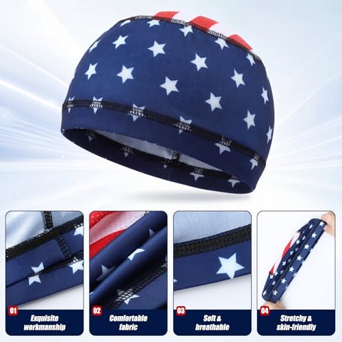 Image of Geyoga 4 Pieces Cooling Skull Cap Helmet Liner Sweat Wicking Beanie Head Wrap Bandana for Cycling Running Men Women
