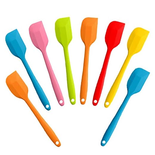 8 Pieces Silicone Spatulas, 8.5 inch Heat-Resistant Non-stick Rubber Spatulas with Stainless Steel Core for Cake Cream Cooking Gadget by COLOGO