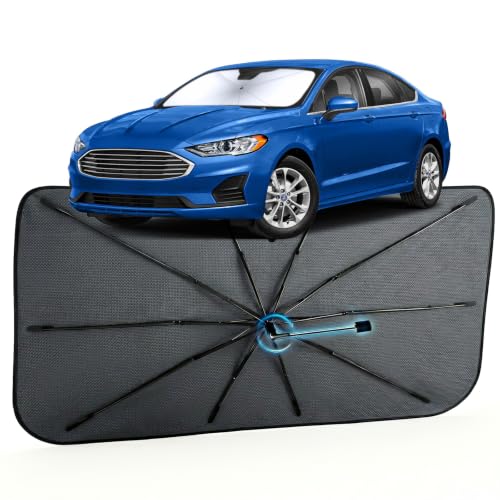 Image of Car Windshield Sun Shade for Ford Fusion 2013-2021, Foldable Car Sunshade | For Front Window,Car Shades Umbrella with Reflective Coated Fabric, Sun Visor Keep Car Cool&Protects Interior,1:1 Exact Fit