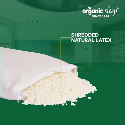 Image of Shredded Latex Pillow,100% Natural Latex,Size 24x16x4 Inch,Pack of 2 with Aloevera Knitted Cover,Adjustable Height,Breathable & Supportive,Density 40