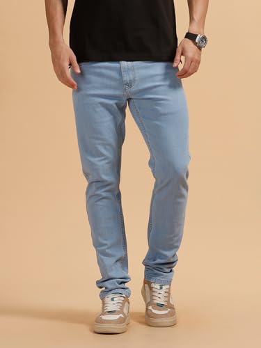 Image of WROGN Men's Cotton Stretch Jeans | Solid Design | Slim Fit
