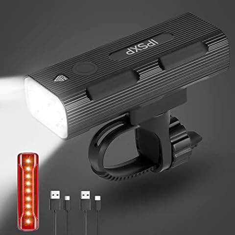 IPSXP Bike Lights Set, 3000 lumens USB Rechargeable Bicycle LED Front Light & Back Tail Light, 5200mAh with Power Bank Function,Multiple Modes & Waterproof IPX5,Suitable for all kinds of Bicycles Cover