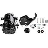 Holley 20-142BK LS A/C Accessory Drive Kit - Includes SD7 A/C Compressor, Tensioner, & Pulleys- Black Finish