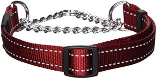 Rogz Utility Large 3/4-Inch Reflective Fanbelt Obedience Half-Check Dog Collar, Red