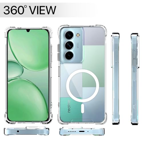 Image of Amazon Basics Back Cover for Realme P4 Lite 5G Mag-Safe Shockproof PC + TPU Protective Case Magnetic Support Bumper Case (Transparent Mag-Safe)