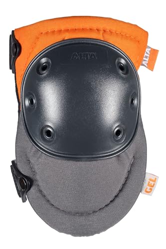 ALTA 50953.50 AltaPRO Gel Knee Protector Pad, Gray/Orange Cordura Nylon Fabric, AltaLOK Fastening, Hard Cap, Round, Gray by Alta