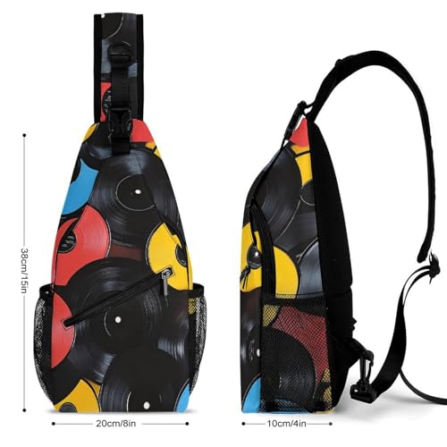 Colorful Vinyl Records Crossbody Sling Backpack Casual Chest Bag Fanny Pack for Women Men Travel Hiking2