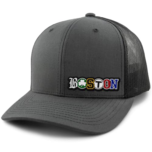 Chowdaheadz Boston Townie Pride Classic Snapback Trucker Hat – Unisex Adjustable Mesh Cap, Charcoal, One Size Fits All