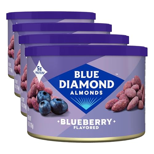 Image of Blue Diamond Almonds, Classic Blueberry Flavored Sweet Snack Nuts, Non-GMO,Kosher, and No Gluten Ingredients or Artificial Flavors,Great size for On-the-go, Lunch, Adults and Kids, 6oz Can (Pack of 4)