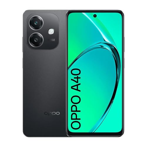 OPPO A40 4+128GB Desbloqueado Smartphone Android, Teléfono Móvil, Pantalla 90Hz 6,67' LCD, SUPERVOOC 45W, Batería 5100mAh, IA Cámara 50MP, Snapdragon 6s 4G Gen1, Splash Touch, NFC, Dual SIM, Negro