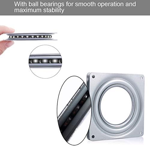 4 Square Lazy Susan Rotating Platform 360 Degrees Turntable Swivel Plate with Steel Ball Bearings Multi Purpose for TV Desk Table Rack, Anti-Corrosion, Rust-proof