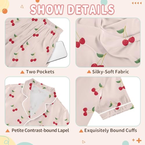 2 Piece Satin Pajamas Summer Clothes Button Down Tops Shorts Sets Silk Sleepwear3