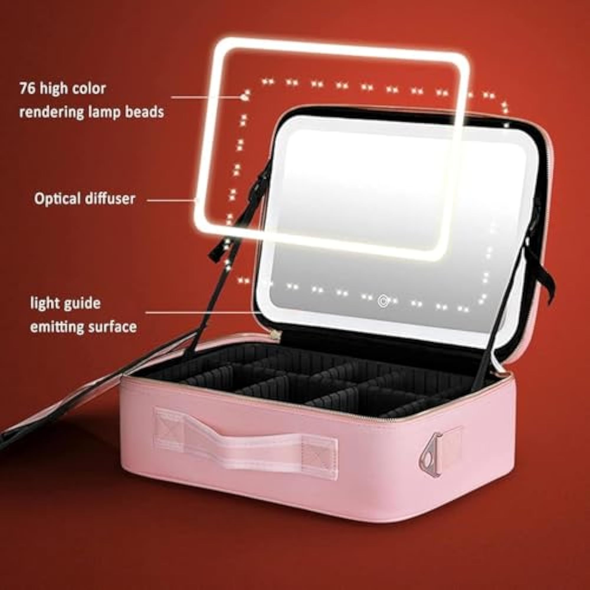 LED Mirror Cosmetic Bag with Lighted Mirror, Travel Makeup Organizer