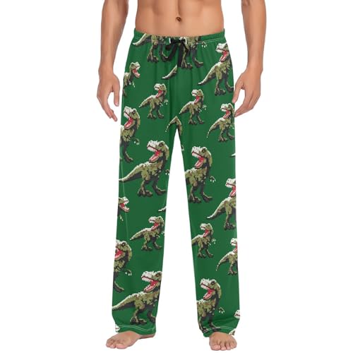 Men's Pajama Pants,Pixel T-rex Lounge Lightweight Sleep Bottoms Pants with Pockets Size S-XXL