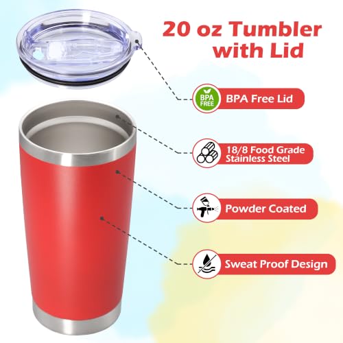 Image of 20oz Tumbler Insulated Tumblers Vacuum Coffee Mug with Lid Red 12Pack