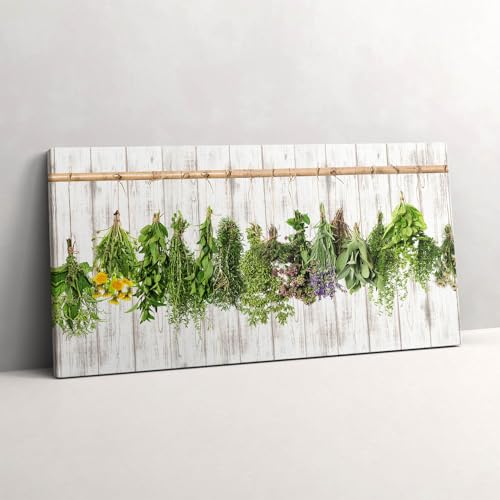 Herbes et plantes séchées tableau sur toile grand format pour salon cocooning