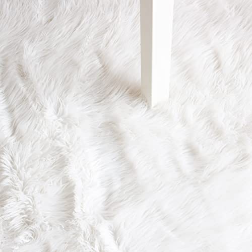 Super Area Rugs Ultra Soft & Fluffy Faux Sheepskin Rug, White 3 X 5 Feet Carpet For Bedroom Living Room #TOP4
