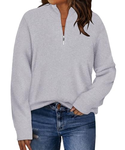 Image of TIYOMI Women Plus Size Tops Long Sleeves Mock Neck Sweaters Knit Pullover Sweater Adjustable Zipper Fall Autumn Winter Shirt