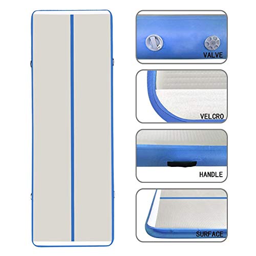 86 York 10ft 13ft 16ft 20ft Inflatable Gymnastics Air Track Tumbling Mat with Pump for Gym/Home/Yoga/Training/Kids/Sport/Taekwondo/Game (20ftx3.3ftx8(6X1X0.2m), LightBlue)