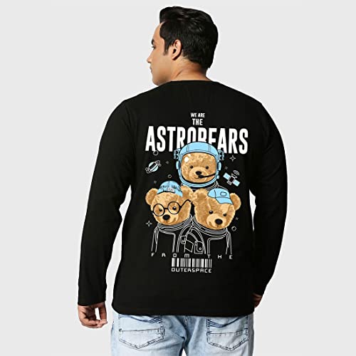 Image of Bewakoof Men's Graphic Printed Regular Fit Full Sleeve Round Neck Cotton Plus Size T-Shirt