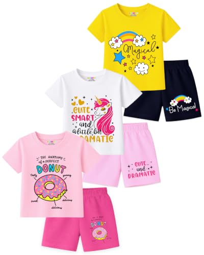 Image of Kuchipoo Girls Regular Fit Cotton T-Shirts and Shorts Set