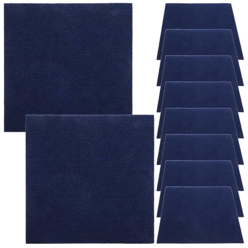 Image of Baluue Self Adhesive Carpet Tiles - 10 Pack Peel and Stick Floor Tiles, 30x30cm Non-slip Sticky Flooring for Bedroom & Office, Removable DIY Carpet Square Mats for Home, Navy Blue